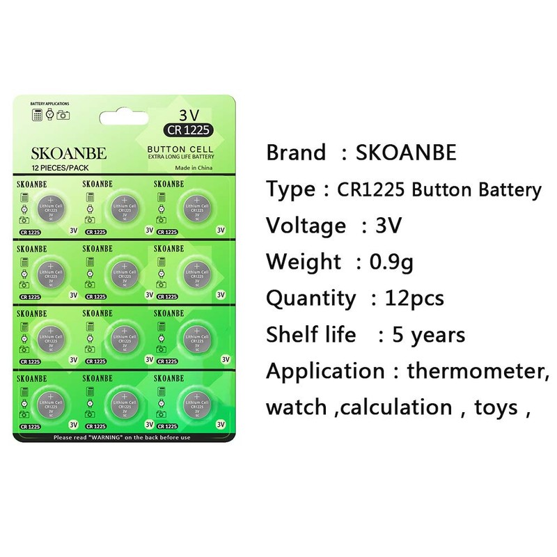 SKOANBE CR1225 1225 3V Lithium Battery-12PCS