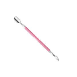 Professional Dual-Ended Cuticle Pusher & Scraper, Stainless Steel, Spear-Shaped Tip, Ergonomic Non-Slip Pink Handle, Manicure & Pedicure