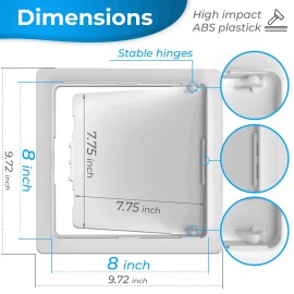 Bozzon Access Panel for Drywall 8x8 inch Wall Hole Cover Access Door White Plastic Door