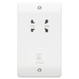 MK Logic Plus 2-Gang Dual Voltage Shaver Socket 115 / 230V White