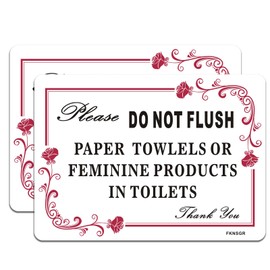 Please Flush Only Toilet Paper Self Adhesive Sign – 2 Pack, 10 x 7 inches Acrylic Sign for Bathroom, UV Protected, Weather Resistant, Scratch Resistant, Durable.