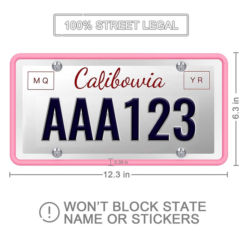 QiqaMole 2 Pack Silicone License Plate Frame Front Back License