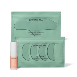 Dermaclara Silicone Face Patches Kit - Anti-Wrinkle Patches for Forehead, Smile Lines, Silicone Frown Line Treatment, Up to 30 Uses - Kit: 1 Forehead, 2 Mouth, 2 Eye Pads & 1 Cleanser