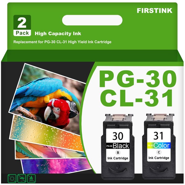 FIRSTINK 2 Pack PG-30 CL-31 Ink Cartridges PG-30 Black and