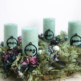 Adventskranz Zahlen Anhänger 1-4 für Kerzen Adventszahlen Schreibschrift (schwarz)