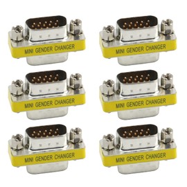 Antrader 6-Pack DB15 VGA SVGA KVM Male to Male Mini Gender Changer Coupler Adapter Connector for PC