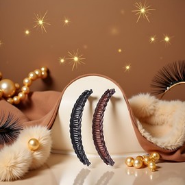 Bananenklammern, lange Haarklammern, Bananenkamm, Fischgriff, Haarspangen, Kunststoff, Haarstyling-Zubehör, 2 Stück (Schwarz, Braun)