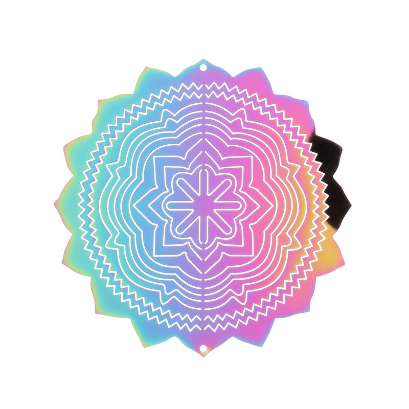 Lpraer ハンギングウィンドスピナー 6インチ ステンレススチール 3D カラフル アート キネティック マンダラ ウィンドスピナー