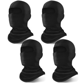 TZMFHD Black Balaclavas for Men, 4 Pcs Black Motorcycle Balaclava, Women and Men Full Face Cover Balaclava, Elastic Windproof Motorbike Balaclava Suitable for Motorcycle, Ski