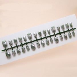 Valentines Press on Nails Love Heart Stick on Nails Green Cat Eye Acrylic Short Square Fake Nails Glossy Green Gradient Cat Eye False Nails Romantic Valentines Gel Glue on Nails for Women Girls 24 Pcs