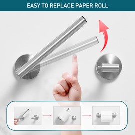 POKIM Toilet Paper Holder Brushed Nickel Metal Bathroom Flexible Pivoting Large Tissue Roll Handle on Wall Mounted, SUS 304 Stainless Steel Adjustable Toilet TP Mega Roll Holder Modern
