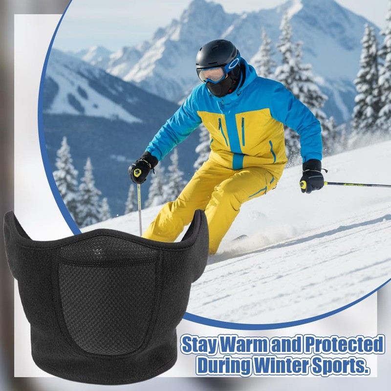 QEXUJOW Motorcycle Balaclavas, 1 Black Snowboard Half Face Mask, Ski