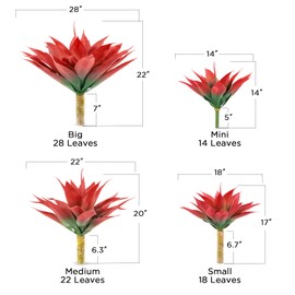 Velener Fall Fake Agave Artificial Plant, Red Fake Succulents Plant for Room Decor, Unpotted Faux Agave Stems Plant for Fall Outdoor/Indoor Decor, 22 inches, Set of 2