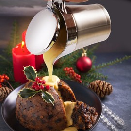 Oak & Steel - Double-Walled Insulated Gravy Sauce Thermal Jug, 480ml with Easy Lift Lid - Milk, Custard & Cream Boat for Dinner Party Gift, Wedding and Birthday Party Gift