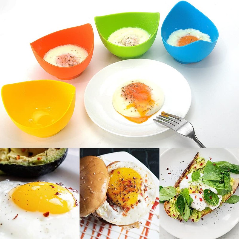 YomiFamily 4 Pack Silicone Egg Poacher Cups with Ring Standers,