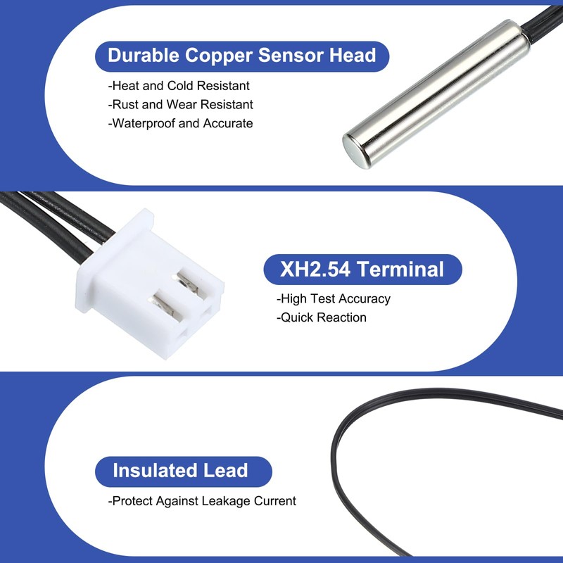 PATIKIL 100K NTC Temperature Sensor, 2 Pcs 39 Inch 1%