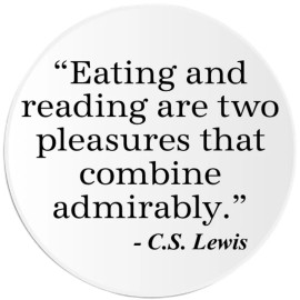 Kiwi Gifts Eating And Reading Are Pleasures C.S. Lewis - 3 Pack Circle Stickers 3 Inch