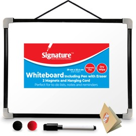 SOL Magnetic Whiteboard A4 with Pen | 29 x 24cm Small Whiteboard Dry Wipe Board | Portable Mini Whiteboard | Small White Board for Kids | A4 Whiteboard