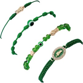 Pink String Evil Eye 7 Knot Lucky Bracelets Mexican Braclets Red Braided Black Rope San Judas Bracelet Virgin Mary Amulet  for Women Men - Color: Green San Judas