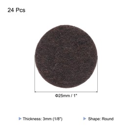 sourcing map 24pcs Felt Furniture Pads, 1 Inch Round Small Felt Chair Leg Floor Protectors Prevent Scratches for Furniture Hard Floor, Dark Brown