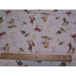 Clothworks Cream/ Light Khaki Clothworks Farm Life Baby Farm Animals Cotton Fabric BTY