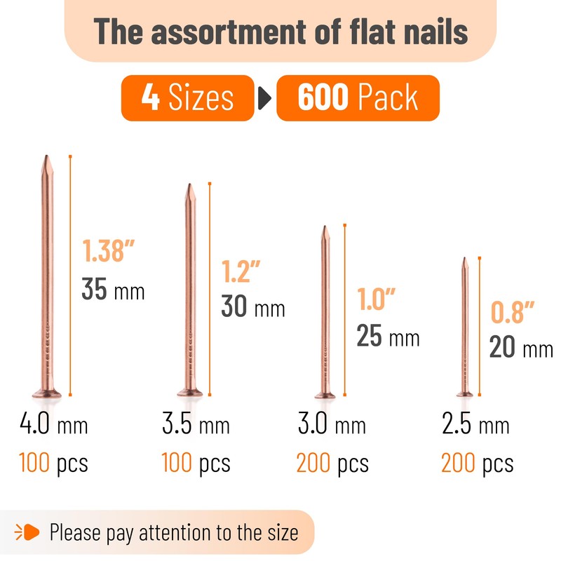 Mr. Pen- Nail Assortment Kit, 600 Pcs, 4 Sizes, Rose