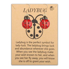 PLITI Ladybug Lover Gift Good Luck Ladybug Gift Red Ladybug Gift Ladybug Symbol Earrings For Animal Lover (Ladybug Symbol earringsU)