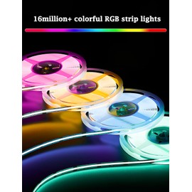 Arotelicht COB LED Strip 24 V 10 m RGB IR Kit COB LED Strip, RGB COB LED Strip with 44 Key Controller and Power Supply, 576 LEDs/M LED Strip Light Colour Changing for Bedroom Kitchen Home Interior