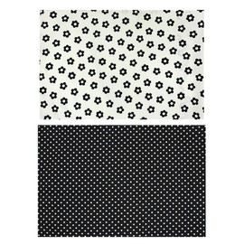 miwaki Placemat, Fabric Placemat, For Kids, Boys, Girls, Kindergarten, Preschool, Set of 2, Includes Name Tag, Made in Japan, Simple Motif, White, Black, Flowers, Daisy, WH, Polka Dot, BK S