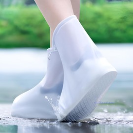 Fkereg 2 Pairs Waterproof Shoe Covers for Rain, Reusable Rain Shoe Boot Covers for Women Men, Clear Shoe Protector Covers, Anti Slip for Cycling Travel Hiking Riding Camping, L