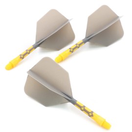 CUESOUL ROST T19 Integrated Shaft Flight Big Wing Shape, Two-tone, Gray Flight + Yellow Shaft, Medium Size, Set of 3 (CS-AK5711-6M)