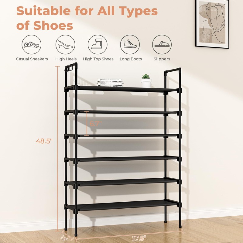 LANTEFUL 6 Tier Shoe Rack for Closet Shoe Organizer with