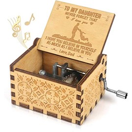 CAMKONG You are My Sunshine Wood Music Boxes,Laser Engraved Vintage Wooden Sunshine Musical Box Gifts for Birthday/Christmas/Valentine's Day (Dad to Daughter)