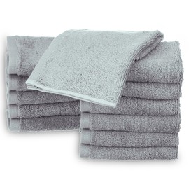 Sweet Needle Pack of 12 Face Cloths 30 x 30 cm | Soft, Highly Absorbent Materials, Lightweight, Durable. Ideal for Daily Use, Facial Cleansing, Baby Care, Gym and Spa, Silver