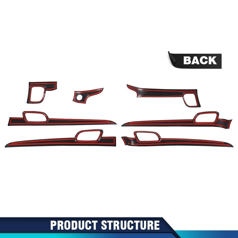 PIT66 Center Console Dashboard Panel Door Handle Trim Carbon Fiber