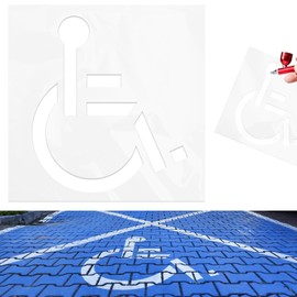 36"x32" Handicap Stencil for Parking Lot, Silicone Handicap Parking Stencil Reusable Disabled Wheelchair Symbol Template for Garage Pavement Painting