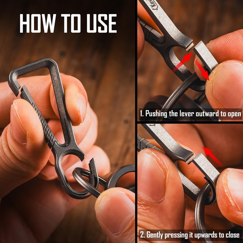 KeyUnity KD01 Titanium Carabiner Keychain Clip, Quick Release EDC Key