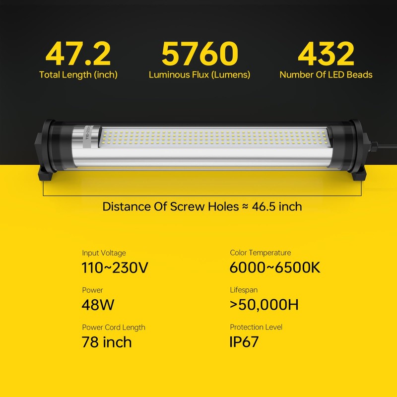 IP66 48w Explosion Proof Lights LED Machine Light Work Tube
