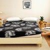 Jemiipee Super King Fitted Sheet Black Tropical Leaves Pattern, 30
