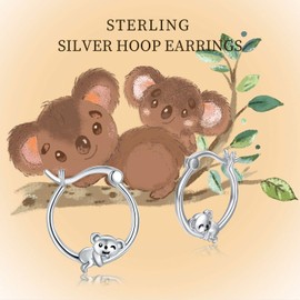 Animal Hoop Earrings, S925 Silver, Panda, Koala, Raccoon, Snail, Rabbit, Hummingbird, Dolphin, Animal Cuff Hoop Earrings for Women, Girls, Daughter, Children, Sterling Silver