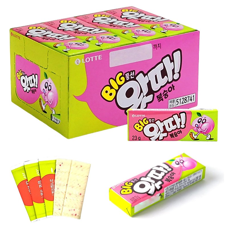 K-Food Korean Bubble Gum Peach Chewy Flavored Bubble Gum Packs
