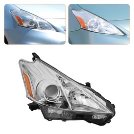 Carlaihu For 2012 2013 2014 Toyota Prius V Halogen Right Headlight Headlamp Assembly w/o LED DRL Passenger Side Black Housing Replaces 8113047300