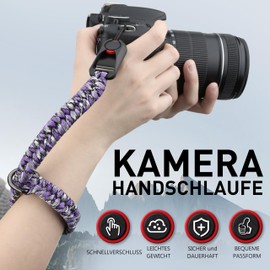 Sunya Kamera Handschlaufe mit Schnellverschluss. Verstellbarer Kameragurt für verschiedene Handgelenke, Ultraleichtes Gewicht Paracord Band Handgelenkschlaufe für DSLR