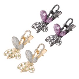 Outanaya 4pcs Vintage Hair Barrettes Lightweight Metal Hairpins with Hollow Out Design Elegant Rhinestone Inspired Accessories for Women and Comfortable for Daily and Special Occasions