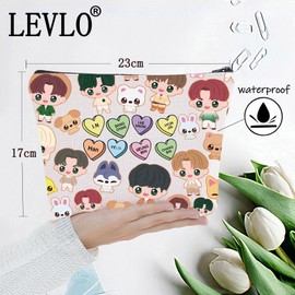 LEVLO SKZ Cosmetic Makeup Bag SKZ K-POP Fans Gift K-POP Cartoon Member Makeup Zipper Pouch Bag, SKZ Bag, 0