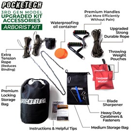 The Arborist Kit by PockeTech: 48 Inch Long High Limb Hand Chain Saw - Blades on Both Sides so it Doesn't Matter How It Lands - Upgraded with 50% More Blades Cutting in BOTH Directions & on BOTH Sides