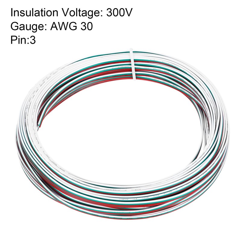 sourcing map 30 Gauge 3 Conductor Electrical Wire Tinned Copper