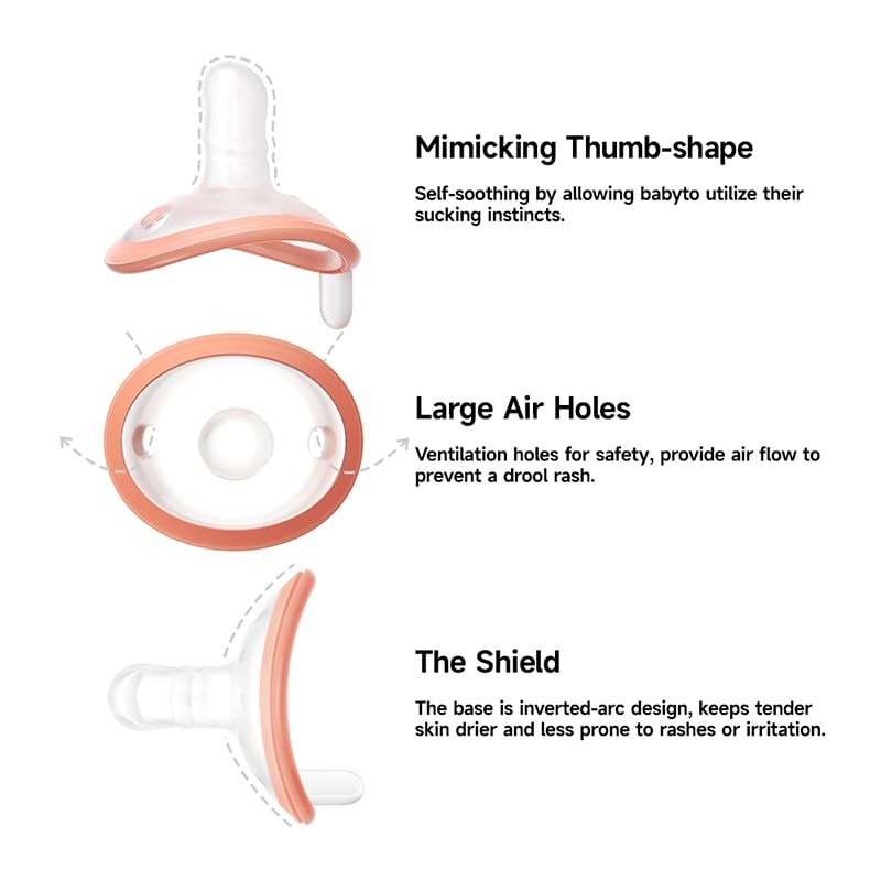 Garkoko Baby Pacifiers 0-6 Months One-Piece Pacifiers 0-3 Months BPA-Free
