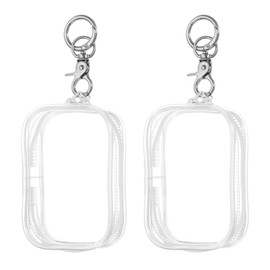 QUARKZMAN 2 Pieces Transparent Figure Display Bag with Chain, 3.74 Inch Transparent Doll Display Bag PVC Portable Small Mini Doll Bag Carry Bag (Square Transparent)