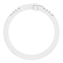 Paris Jewelry Sterling Silver .025 CTW Diamond Stackable Sideways Cross Ring